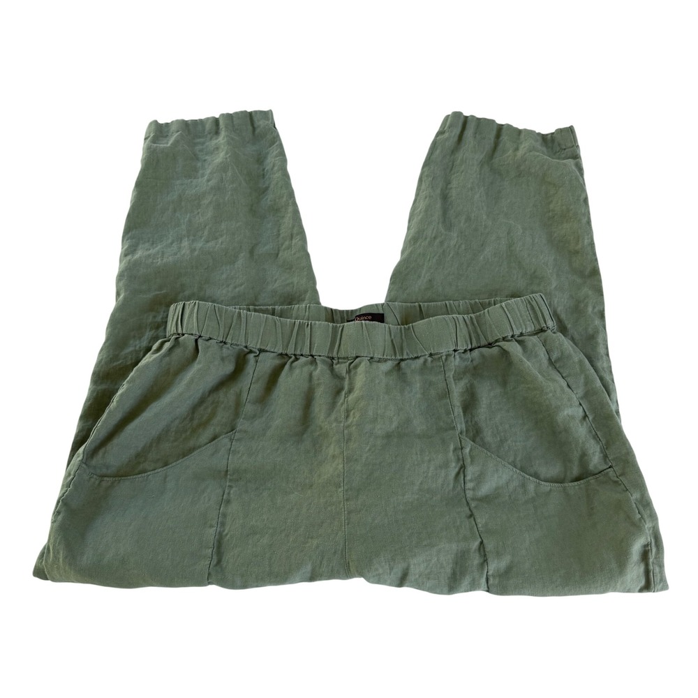 Quince 100% European Linen Pull On Pants Olive Green Womens XL